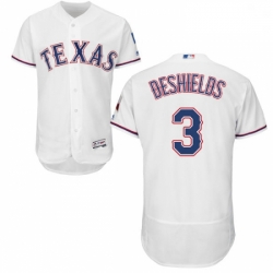 Mens Majestic Texas Rangers 3 Delino DeShields White Home Flex Base Authentic Collection MLB Jersey