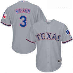 Mens Majestic Texas Rangers 3 Russell Wilson Replica Grey Road Cool Base MLB Jersey