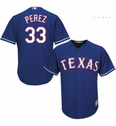 Mens Majestic Texas Rangers 33 Martin Perez Replica Royal Blue Alternate 2 Cool Base MLB Jersey