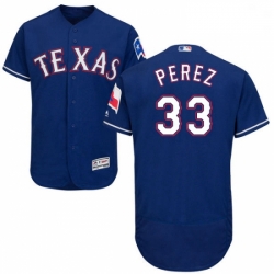 Mens Majestic Texas Rangers 33 Martin Perez Royal Blue Alternate Flex Base Authentic Collection MLB Jersey 