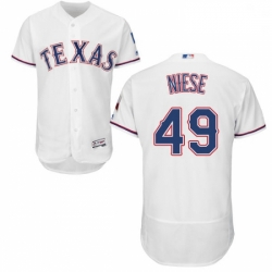 Mens Majestic Texas Rangers 49 Jon Niese White Home Flex Base Authentic Collection MLB Jersey