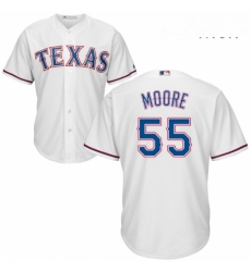 Mens Majestic Texas Rangers 55 Matt Moore Replica White Home Cool Base MLB Jersey 