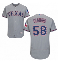 Mens Majestic Texas Rangers 58 Alex Claudio Grey Road Flex Base Authentic Collection MLB Jersey