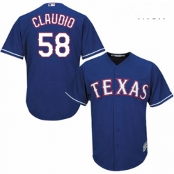 Mens Majestic Texas Rangers 58 Alex Claudio Replica Royal Blue Alternate 2 Cool Base MLB Jersey 