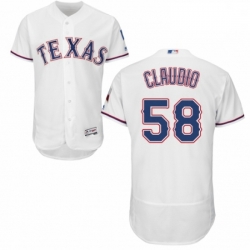 Mens Majestic Texas Rangers 58 Alex Claudio White Home Flex Base Authentic Collection MLB Jersey
