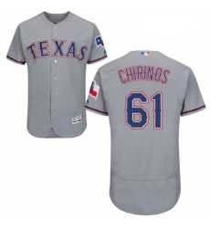 Mens Majestic Texas Rangers 61 Robinson Chirinos Grey Road Flex Base Authentic Collection MLB Jersey