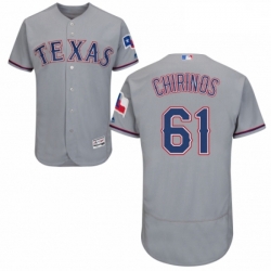 Mens Majestic Texas Rangers 61 Robinson Chirinos Grey Road Flex Base Authentic Collection MLB Jersey