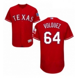 Mens Majestic Texas Rangers 64 Edinson Volquez Red Alternate Flex Base Authentic Collection MLB Jersey