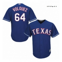 Mens Majestic Texas Rangers 64 Edinson Volquez Replica Royal Blue Alternate 2 Cool Base MLB Jersey 