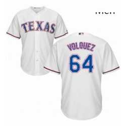Mens Majestic Texas Rangers 64 Edinson Volquez Replica White Home Cool Base MLB Jersey 