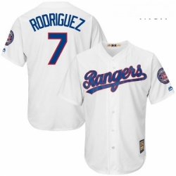 Mens Majestic Texas Rangers 7 Ivan Rodriguez Authentic White Cooperstown MLB Jersey