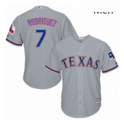 Mens Majestic Texas Rangers 7 Ivan Rodriguez Replica Grey Road Cool Base MLB Jersey