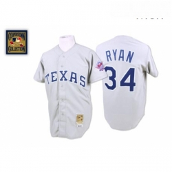 Mens Mitchell and Ness Texas Rangers 34 Nolan Ryan Authentic Grey Throwback MLB Jersey