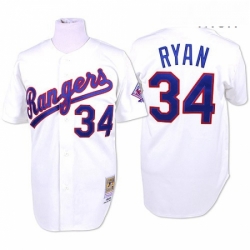Mens Mitchell and Ness Texas Rangers 34 Nolan Ryan Authentic White Throwback MLB Jersey