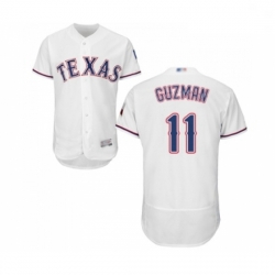 Mens Texas Rangers 11 Ronald Guzman White Home Flex Base Authentic Collection Baseball Jersey