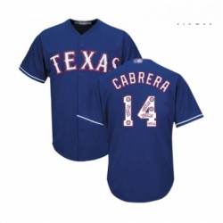 Mens Texas Rangers 14 Asdrubal Cabrera Authentic Royal Blue Team Logo Fashion Cool Base Baseball Jersey 