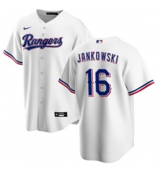 Men's Texas Rangers #16 Travis Jankowski White Cool Base Stitched Baseball Jersey