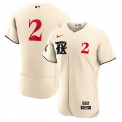 Men's Texas Rangers #2 Marcus Semien Cream 2023 City Connect Flex Base Stitched Baseball Jersey