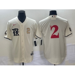 Men's Texas Rangers #2 Marcus Semien Number Cream 2023 City Connect Stitched Baseball Jersey