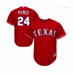 Mens Texas Rangers 24 Hunter Pence Replica Red Alternate Cool Base Baseball Jersey 