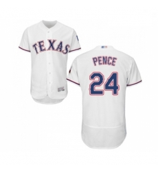 Mens Texas Rangers 24 Hunter Pence White Home Flex Base Authentic Collection Baseball Jersey