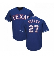 Mens Texas Rangers 27 Shawn Kelley Authentic Royal Blue Team Logo Fashion Cool Base Baseball Jersey 