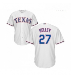 Mens Texas Rangers 27 Shawn Kelley Replica White Home Cool Base Baseball Jersey 