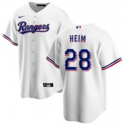 Men's Texas Rangers #28 Jonah Heim White Cool Base Stitched Baseball Jersey
