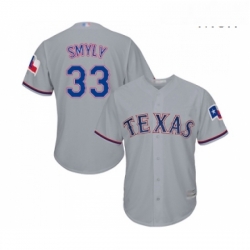 Mens Texas Rangers 33 Drew Smyly Replica Grey Road Cool Base Baseball Jersey 