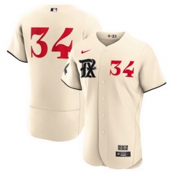 Men's Texas Rangers #34 Nolan Ryan Cream 2023 City Connect Flex Base Stitched Baseball Jersey