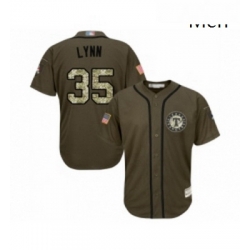 Mens Texas Rangers 35 Lance Lynn Authentic Green Salute to Service Baseball Jersey 