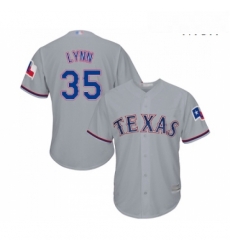 Mens Texas Rangers 35 Lance Lynn Replica Grey Road Cool Base Baseball Jersey 