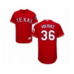 Mens Texas Rangers 36 Edinson Volquez Red Alternate Flex Base Authentic Collection Baseball Jersey