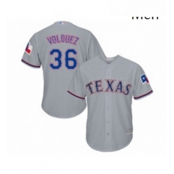 Mens Texas Rangers 36 Edinson Volquez Replica Grey Road Cool Base Baseball Jersey 