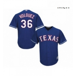 Mens Texas Rangers 36 Edinson Volquez Replica Royal Blue Alternate 2 Cool Base Baseball Jersey 