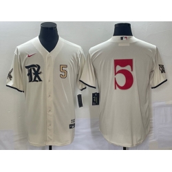 Men's Texas Rangers #5 Corey Seager Number Cream 2023 City Connect Stitched Baseball Jersey