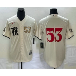 Men's Texas Rangers #53 Adolis Garcia Number Cream 2023 City Connect Cool Base Stitched Jersey1