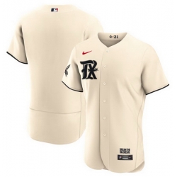 Men's Texas Rangers Blank Cream 2023 City Connect Flex Base Stitched Baseball Jersey