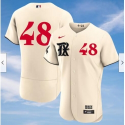 Men's Texas Rangers Jacob deGrom #48 Cream 2023 City Connect Cool Base Stitched Baseball Jersey