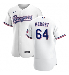 Texas Rangers 64 Jimmy Herget Men Nike White Home 2020 Authentic Player MLB Jersey