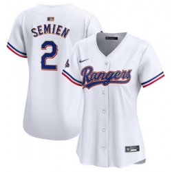Women Texas Rangers 2 Marcus Semien White 2024 Gold Collection Stitched Baseball Jersey