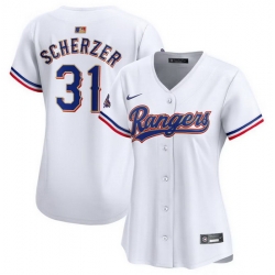 Women Texas Rangers 31 Max Scherzer White 2024 Gold Collection Stitched Baseball Jersey