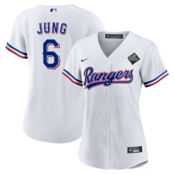 Women Texas Rangers 6 Josh Jung White 2023 World Series Stitched Baseball Jersey 28Run Small 29
