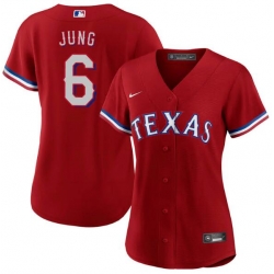 Women Texas Rangers Josh Jung #6 Red Cool Base Stitched MLB Jersey