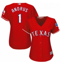 Womens Majestic Texas Rangers 1 Elvis Andrus Authentic Red Alternate Cool Base MLB Jersey