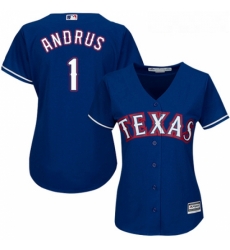 Womens Majestic Texas Rangers 1 Elvis Andrus Authentic Royal Blue Alternate 2 Cool Base MLB Jersey