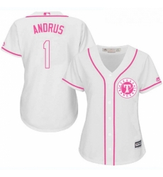 Womens Majestic Texas Rangers 1 Elvis Andrus Authentic White Fashion Cool Base MLB Jersey