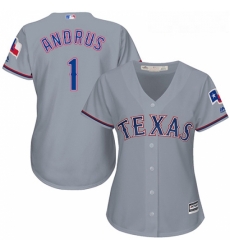 Womens Majestic Texas Rangers 1 Elvis Andrus Replica Grey Road Cool Base MLB Jersey