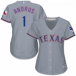 Womens Majestic Texas Rangers 1 Elvis Andrus Replica Grey Road Cool Base MLB Jersey