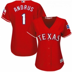 Womens Majestic Texas Rangers 1 Elvis Andrus Replica Red Alternate Cool Base MLB Jersey